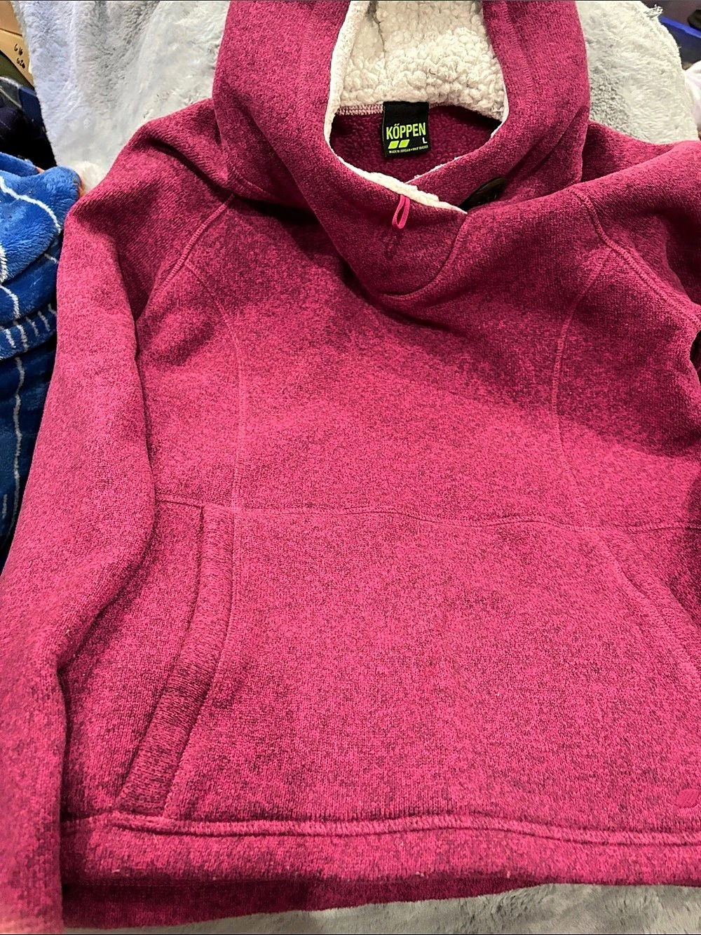 KÖPPEN Fleece-Lined Hooded Pullover in Pink Size Large
